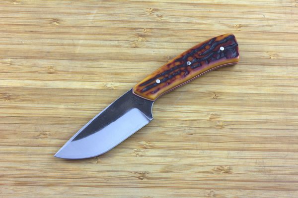 182mm 'Mini' Kajiki Knife, Forge Finish, Amber Jig Bone - 109grams