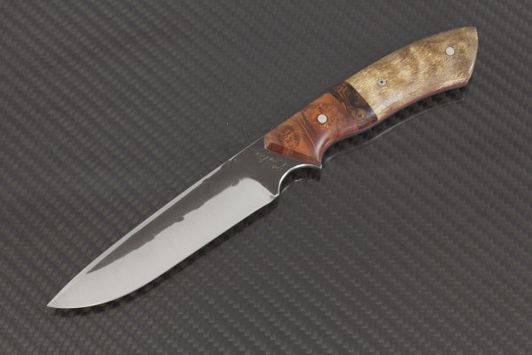 208 mm Tactical Neck Knife, Spalted Maple w/ Maple Burl Bolster - 88 grams