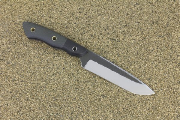 228 mm Compact FS1 Knife #51, White Steel w/ Stainless, Black Canvas Micarta - 136 grams
