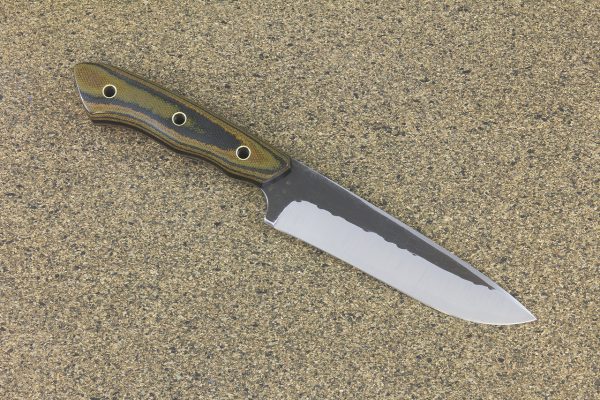 240 mm FS1 Knife #53, White Steel w/ Stainless, Camo Canvas Micarta - 149 grams