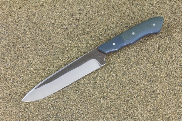 250 mm FS1 Knife #47, White Steel w/ Stainless, Forest Green G10 - 159 grams
