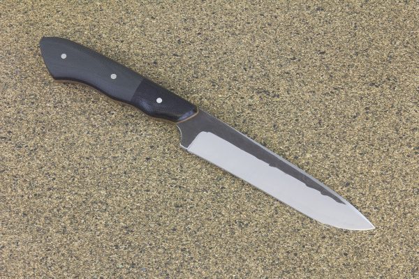 252 mm FS1 Knife #50, White Steel w/ Stainless, Black Canvas Micarta - 145 grams
