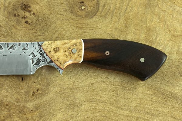 201mm Aviator Neck Knife, Polished Hammer Finish, Birch / Ironwood - 106grams