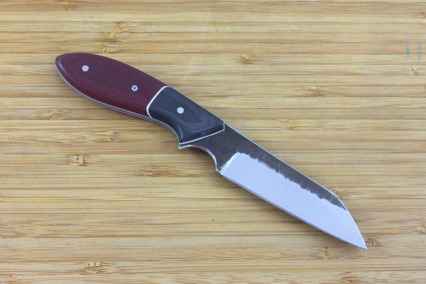 190mm Wharncliffe Brute Neck Knife, Hammer Finish, Carbon Fiber / Micarta - 91grams