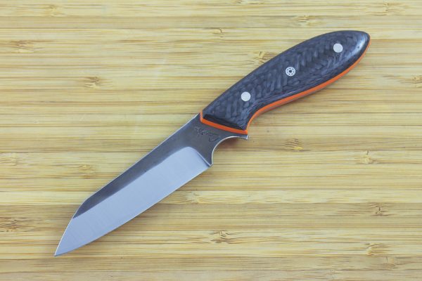 185mm Wharncliffe Brute Neck Knife, Forge Finish, Carbon Fiber / G10 - 77grams