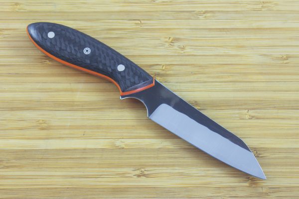 185mm Wharncliffe Brute Neck Knife, Forge Finish, Carbon Fiber / G10 - 77grams