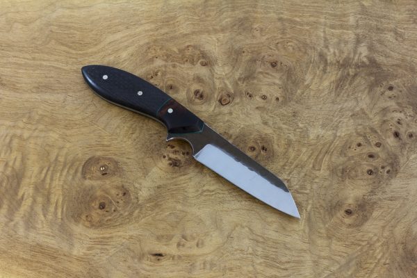 187mm Wharncliffe Brute Neck Knife, Hammer Finish, Ironwood / Carbon Fiber - 80grams