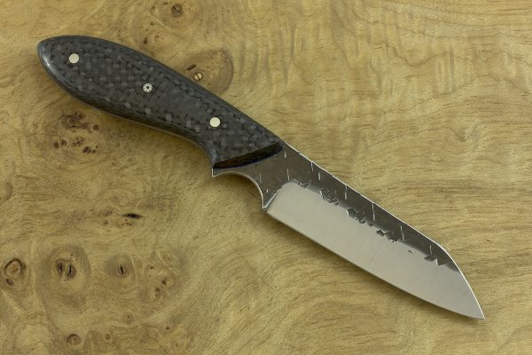190mm Wharncliffe Brute Neck Knife, Hammer Finish, Carbon Fiber - 92grams