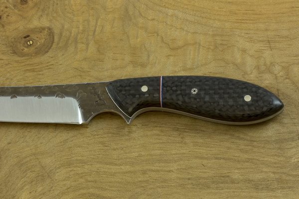 185mm Wharncliffe Brute Neck Knife, Hammer Finish, Carbon Fiber - 80grams