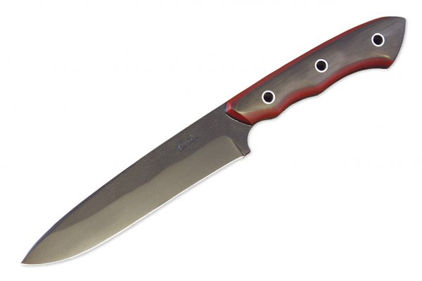 244 mm FS1 Knife #93, Black Cerakote, Red G10 w/ Unidirectional Carbon Fiber Overlay - 147 grams