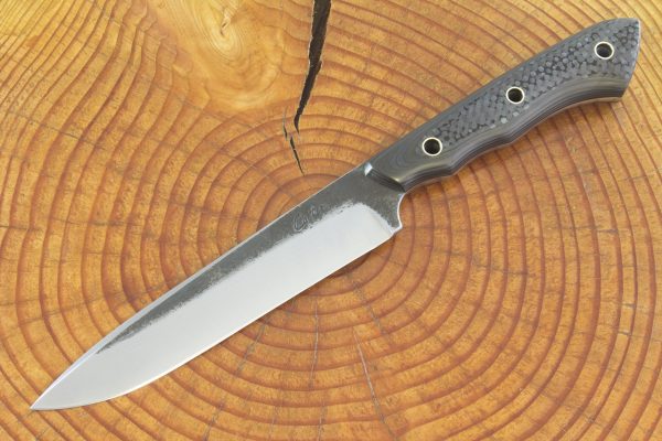 255 mm FS1 Knife #72, Blue Steel w/ Damascus, Unidirectional Carbon Fiber w/ Carbon Fiber Overlay - 172 grams