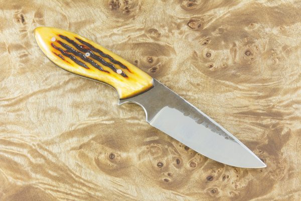 191 mm Perfect Neck Knife, Amber Dyed Jigged Bone - 118 grams