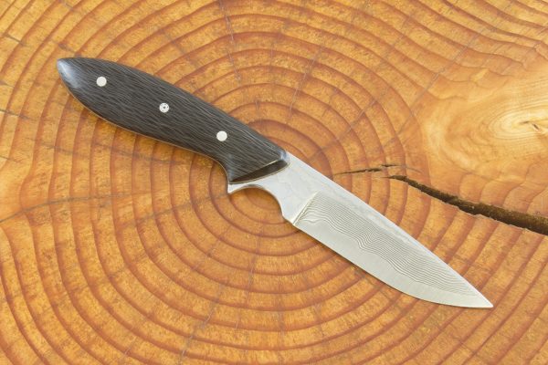 168 mm Compact Original Neck Knife, Damascus, Blackwood Carbon Fiber - 65 grams