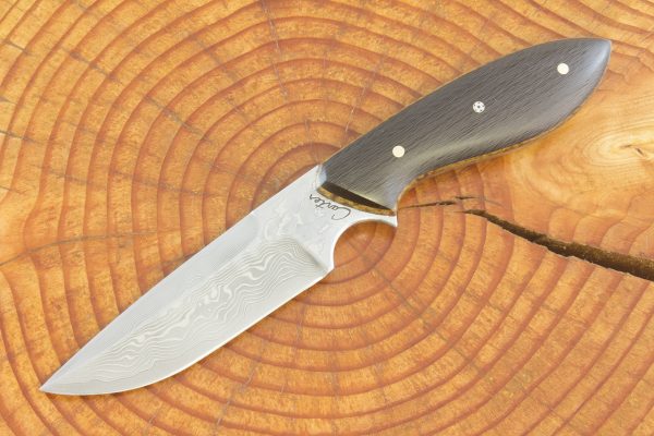 189 mm Perfect Neck Knife, Damascus, Blackwood Carbon Fiber - 101 grams