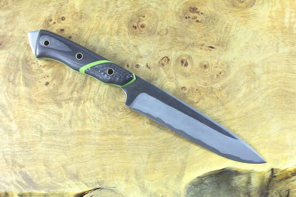254mm FS1 Knife #32, Damascus, F40 Carbon Fiber w/ F10 Carbon Fiber Bolster - 155 grams