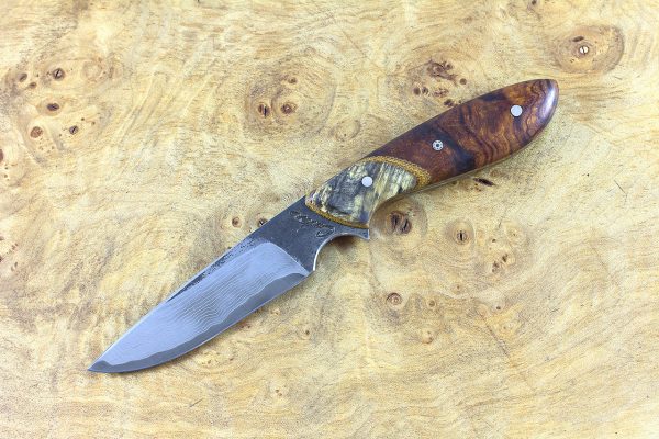 177mm Original Neck Knife, Damascus, Ironwood w/ Buckeye Bolster - 69 grams