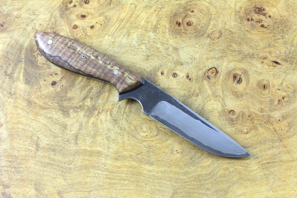 180mm Original Neck Knife, Damascus, Spalted Curly Maple - 74 grams