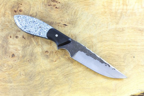 185mm Tombo Neck Knife, Hammer Finish, Corian w/ Black Paper Micarta Bolster - 85 grams