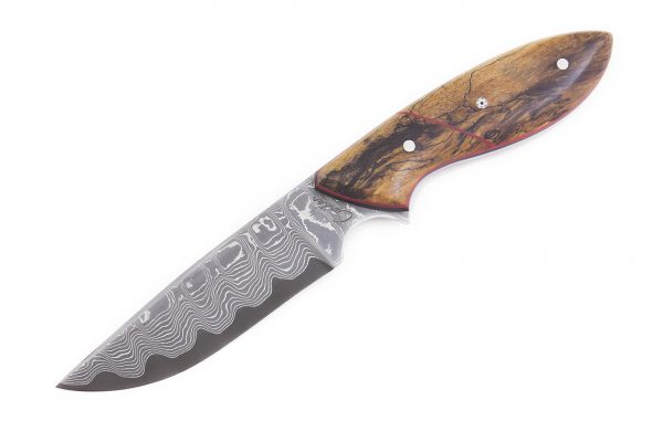 188 mm Clip Point Perfect Neck Knife, Damascus, Spalted Tamarind - 89 grams