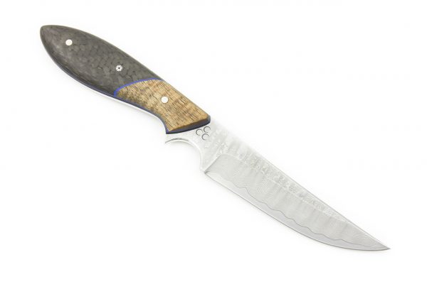 206 mm Master Smith Persian Neck Knife, Jewel Damascus, Carbon Fiber w/ Koa Bolster - 103 grams