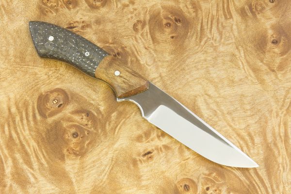 188 mm Tactical Neck Knife, White Resin Carbon Fiber w/ Spalted Maple Bolster - 89 grams