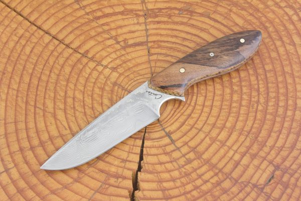 197 mm Perfect Neck Knife, Damascus, Spalted Acacia - 113 grams