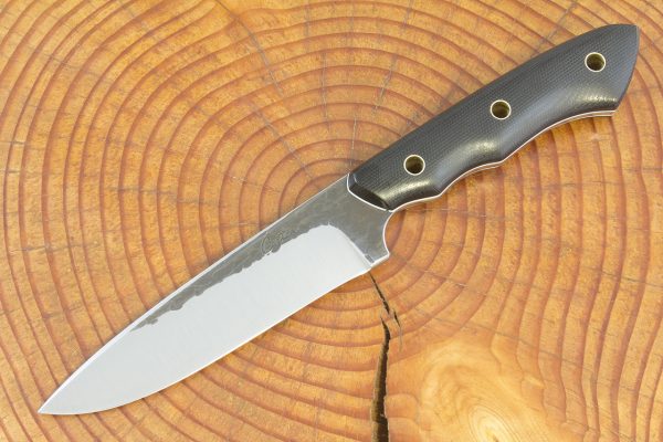232 mm Compact FS1 Knife #102, White Steel w/ Stainless, Black Canvas Micarta - 139 grams