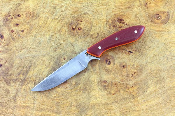 158mm Emily's Neck Knife, Forge Finish, Red over Orange G10 - 57 grams
