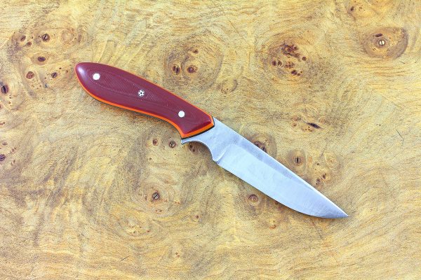 158mm Emily's Neck Knife, Forge Finish, Red over Orange G10 - 57 grams