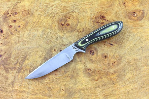 160mm Emily's Neck Knife, Forge Finish, Black & Yellow G10 - 57 grams