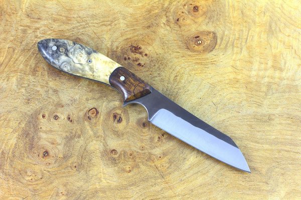 182mm Wharncliffe Brute Neck Knife, Forge Finish, Buckeye w/ Ironwood Bolster - 75 grams