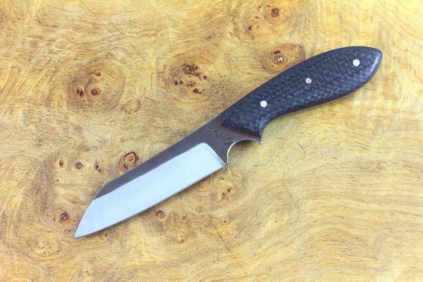189mm Wharncliffe Brute Neck Knife, Forge Finish, F10 Carbon Fiber - 93 grams