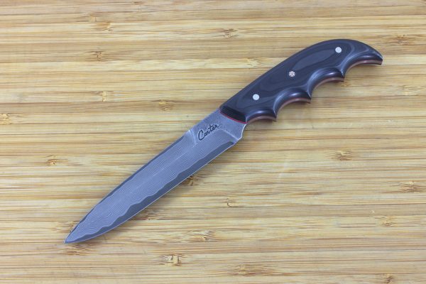 201mm Combat Neck Knife with Modified Blade, Damascus, Carbon Fiber - 84grams