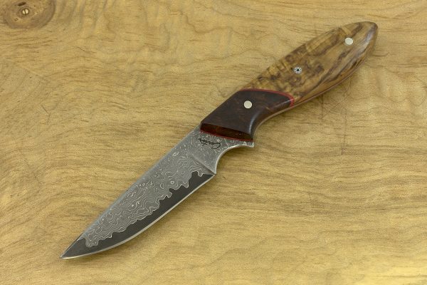 171mm Compact Original Neck Knife, Damascus, Ironwood / Birch - 62grams