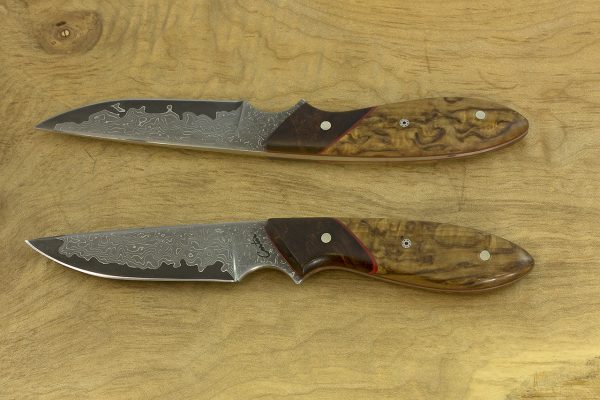 171mm Compact Original Neck Knife, Damascus, Ironwood / Birch - 62grams