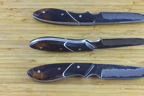 182mm Original Neck Knife, Damascus, Ironwood / Carbon Fiber - 82grams