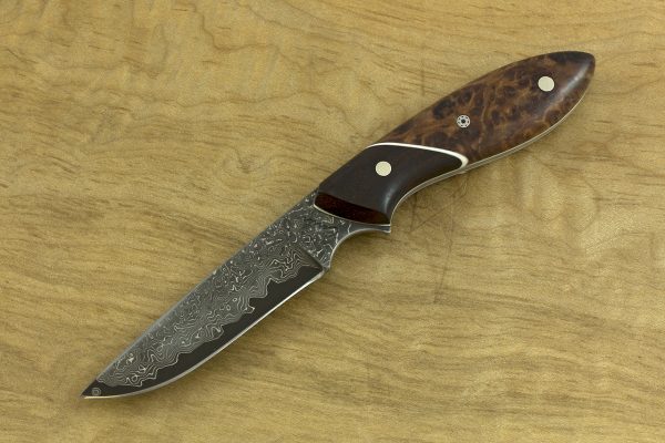 153mm Emily's Neck Knife, Damascus, Burl / Ironwood - 47grams