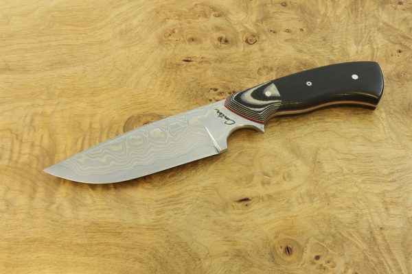 201mm Freestyle Neck Knife, Damascus, G-10 / Micarta - 131grams