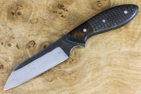 *LIMITED* 189mm Wharncliffe Brute Neck Knife, Forge Finish, Ironwood / Carbon Fiber - 100grams