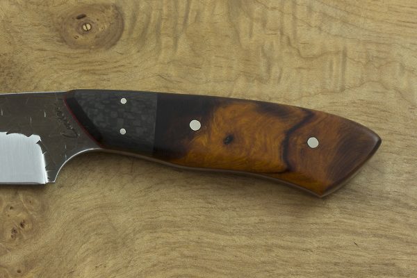 198mm Kajiki Knife, Hammer Finish, Carbon Fiber and Ironwood - 117grams