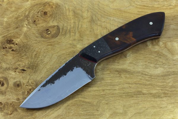 206mm Jumbo Kajiki Knife, Hammer Finish, Carbon Fiber and Ironwood - 148grams