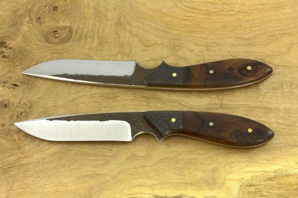 210mm Long Original Neck Knife, Hammer Finish, Carbon Fiber / Ironwood - 103grams