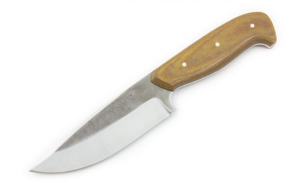 240 mm Muteki Series Freestyle Bush Knife #1141, Natural Canvas Micarta w/ Black Liners - 224 grams