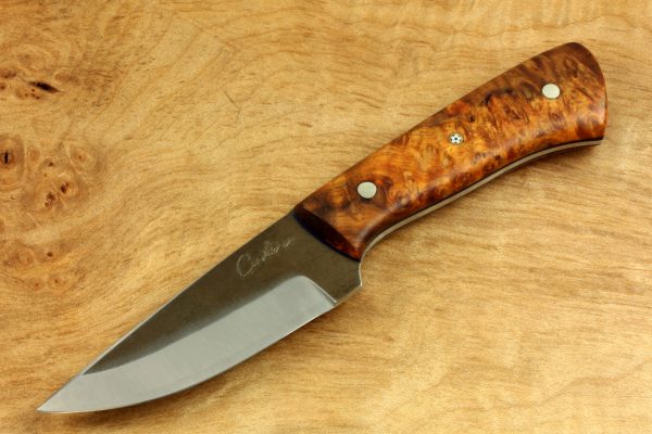 151mm Pipsqueek Neck Knife, Forge Finish, Stabilized Burl, 60grams