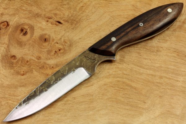 176mm Secner Model Neck Knife, Hammer Finish, Ebony