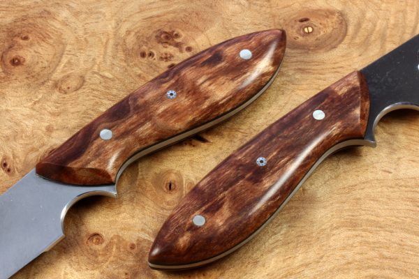188mm Clave Neck Knife, Chisel Ground, Stabilized Burl, 94grams