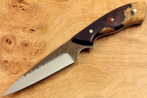 195mm Wharncliffe Pointy Neck Knife, Hammer Finish, Premium Ironwood 97grams