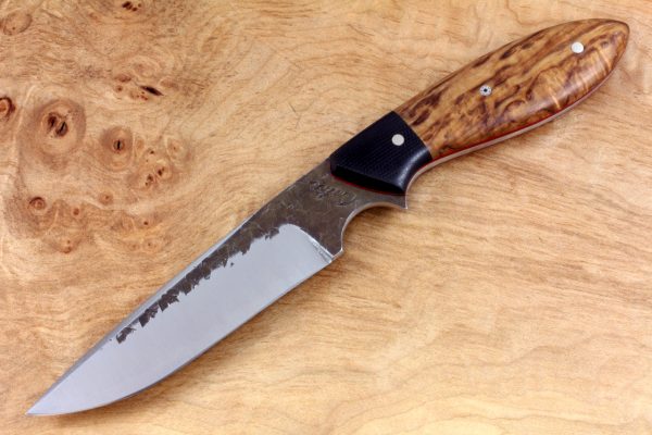 212mm Long Original Neck Knife, Hammer Finish, S. Burl/Micarta, 111grams