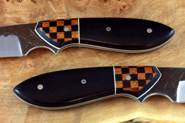 188mm Murray's "Perfect" Model Neck Knife, Hammer Finish, Ironwood / Checkered Flag - 87grams