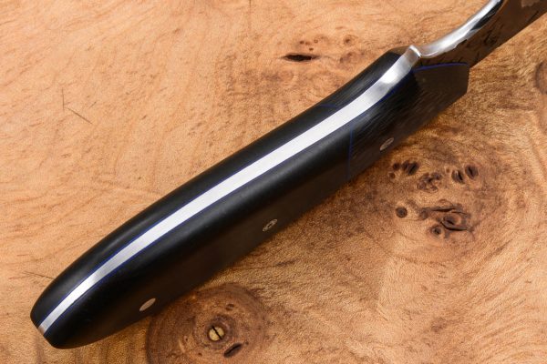 192mm Wharncliffe Brute Neck Knife - Hammer Forge Finish - Black Linen Micarta / Carbon Fiber